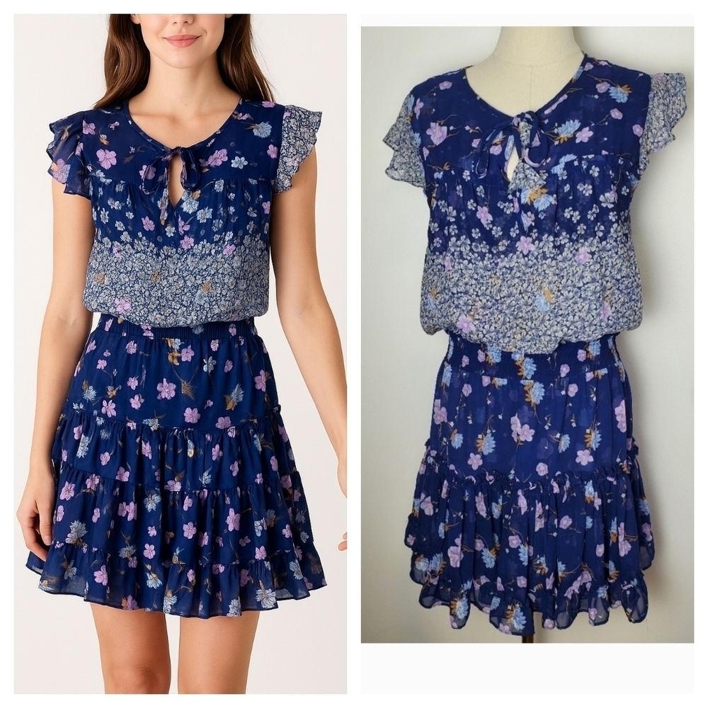 Misa Blue Floral Dress